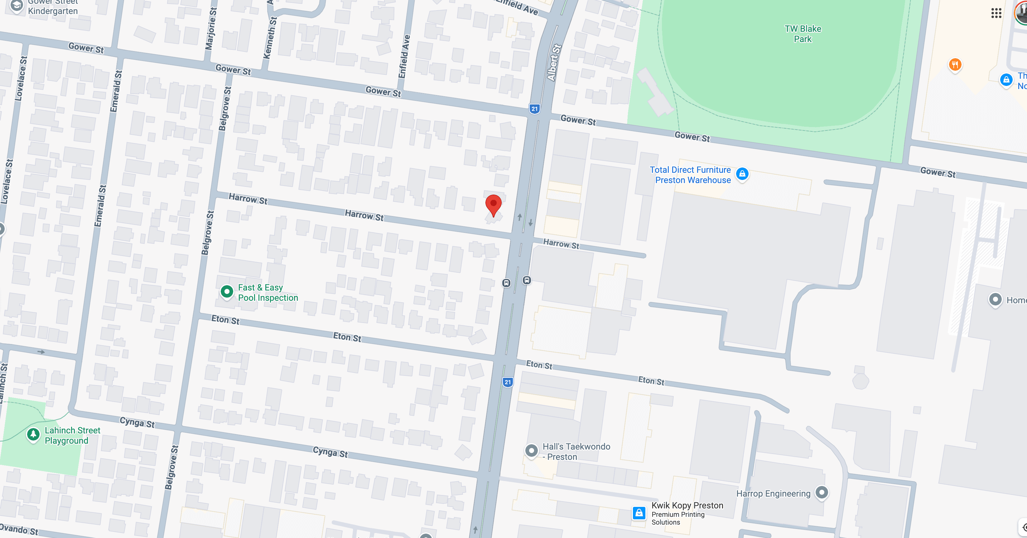 Map showing Le Pêche Gourmand at 73 Albert St, Preston VIC